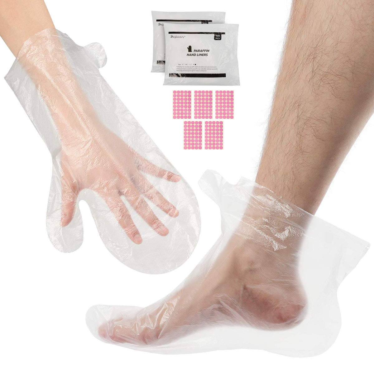 Segbeauty Extra Large Paraffin Wax Liners - 200 Plastic Mitts & Booties For Moisturizing Treatment