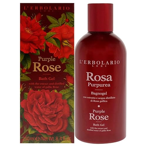 L'Erbolario Purple Rose Bath Gel - 8.4 Oz Perfumed Body Wash For Refreshing Cleansing