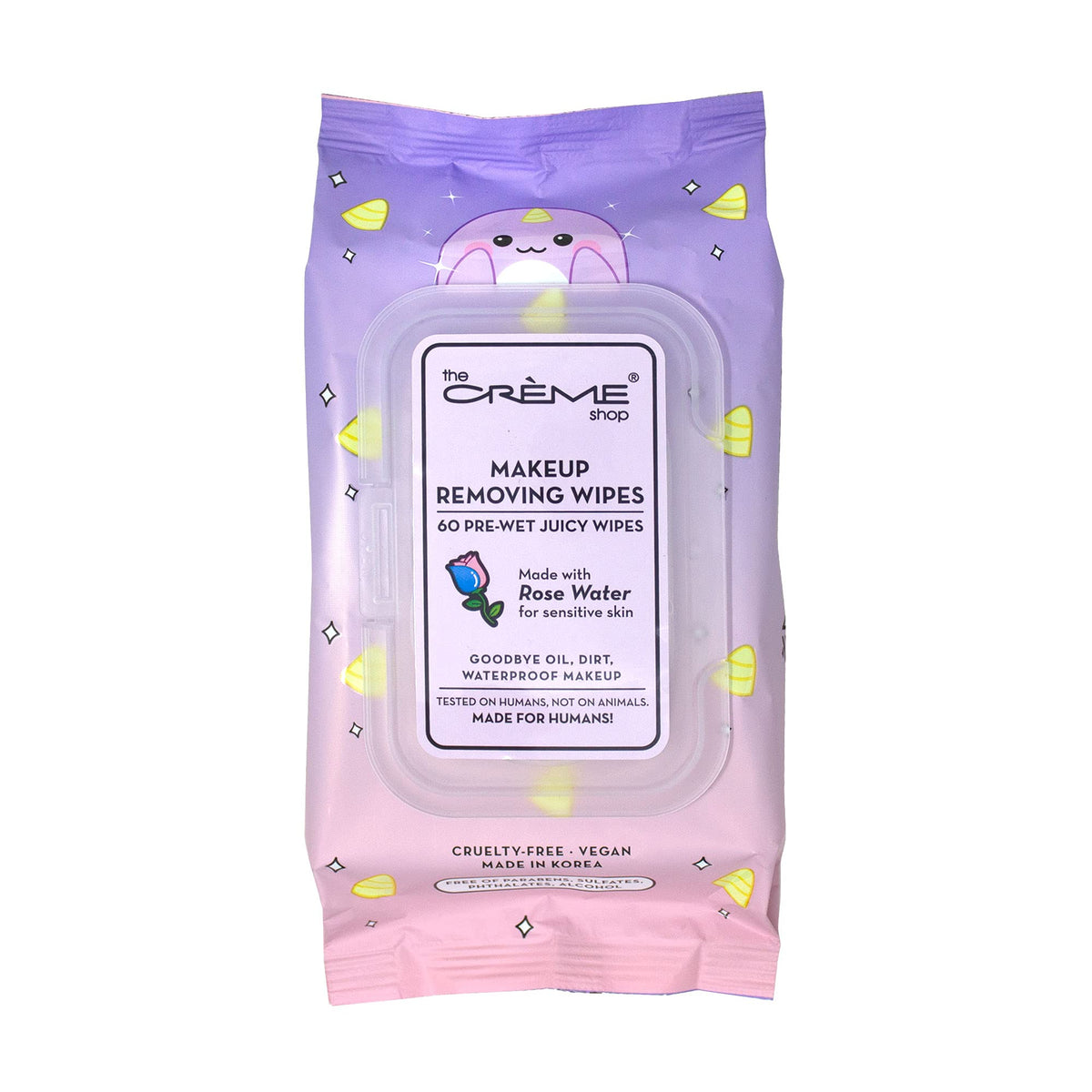 The Crème Shop Rose Water Makeup Removing Wipes For Sensitive Skin - 60 Pre-Wet Wipes