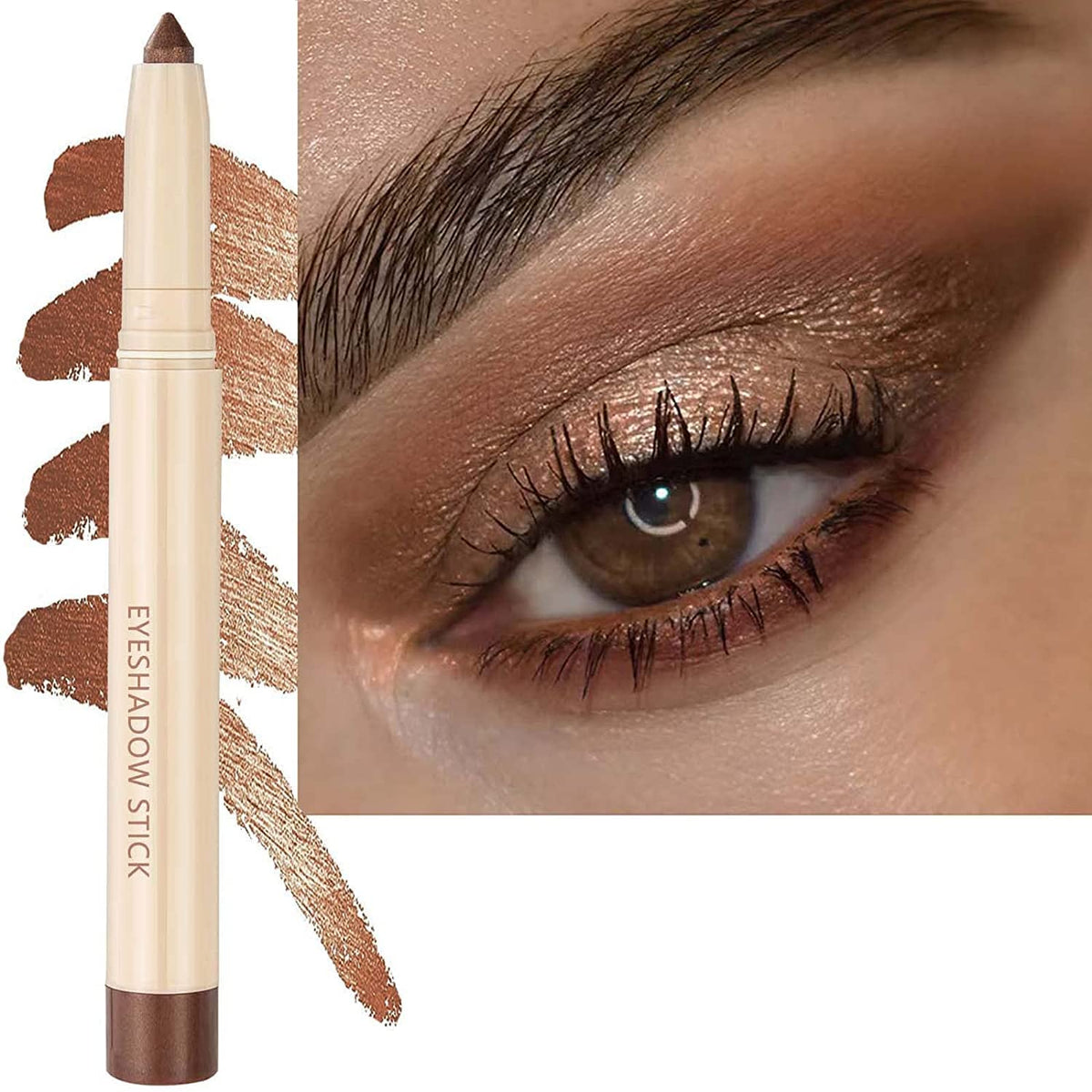 Saubzean Brown Shimmer Eyeshadow Pencil - Waterproof, Hypoallergenic, Long Lasting Crayon