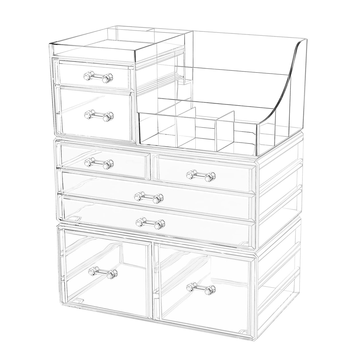 Cq Acrylic 8-Drawer Makeup Organizer - Clear Cosmetic Display Case For Vanity & Skincare