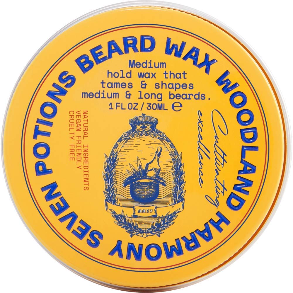 Seven Potions Natural Beard Styling Wax - Medium Hold, 1 Oz, Woodland Harmony, Nourishing Formula