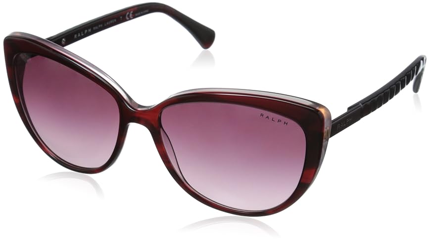 Ralph By Ralph Lauren Women'S Round Sunglasses, Burgundy Horn, 56Mm Gradient Lenses