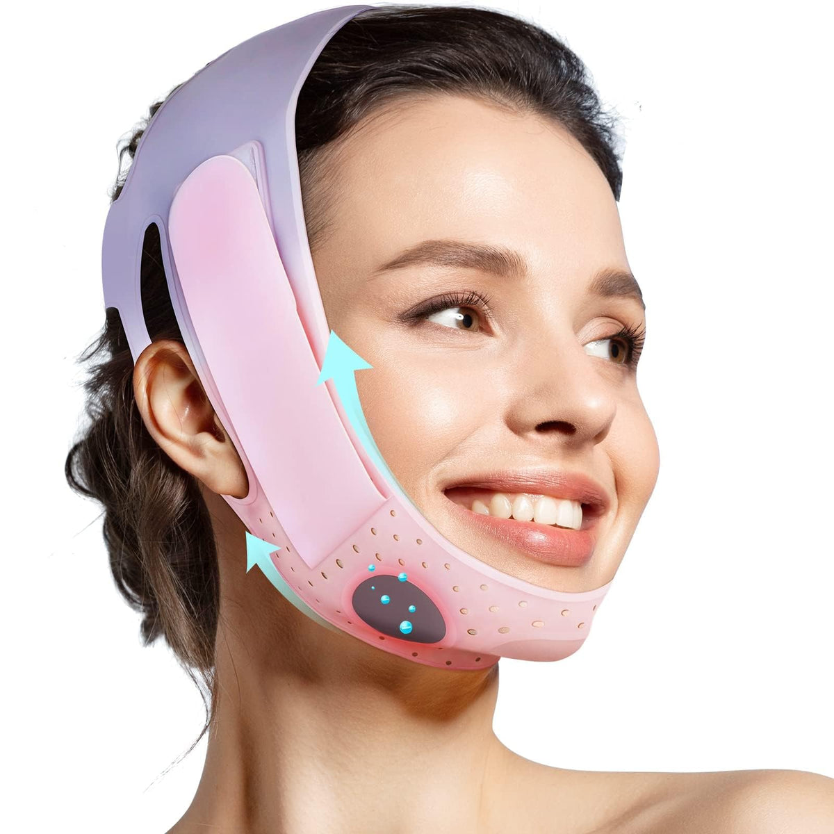 Jusron V Line Face Tape - Soft Silicone Chin Strap For Women & Men, Pink, 23-27 Inches