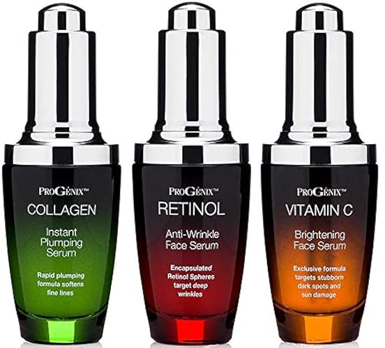 Progenix Anti-Aging Serum Set - Collagen, Retinol & Vitamin C - 3 Pack, 1 Fl Oz