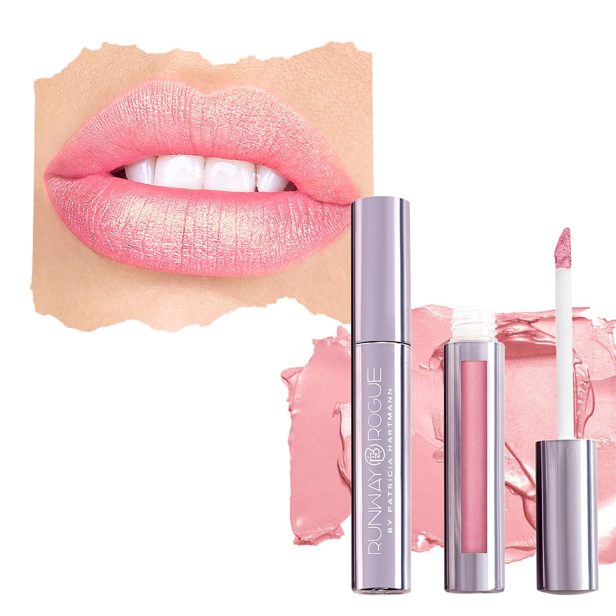 Runway Rogue Pearl Glam Long Wear Shimmer Liquid Lipstick - Metallic Light-Pink 'Go See'