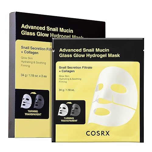 Cosrx Snail Mucin Hydrogel Face Masks - 3 Count, Collagen Overnight Mask, Korean Skincare