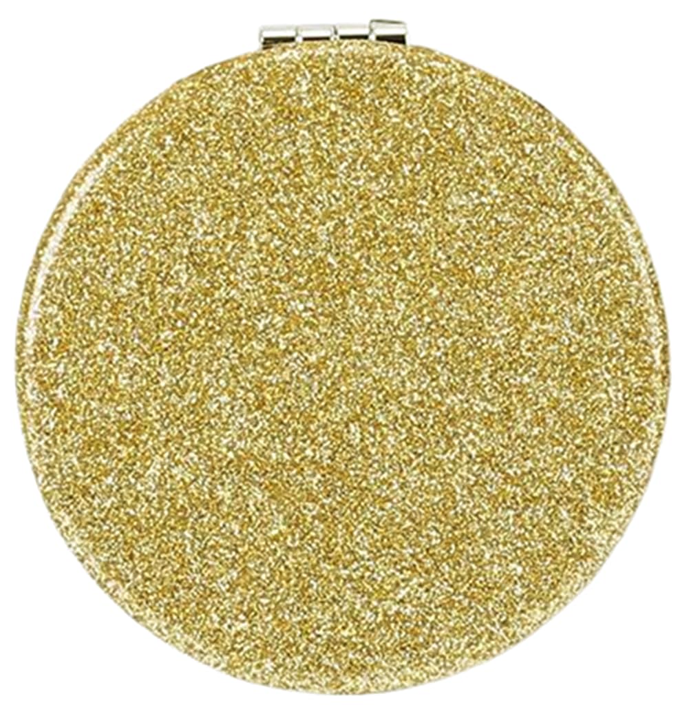 Mpowtech Gold Compact Mirror - Double-Sided Magnifying Pocket Mirror For Travel & Makeup