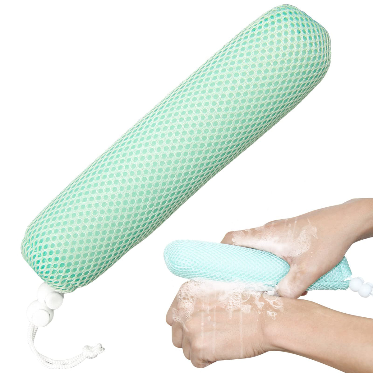 Kkaffe Green Bath Brush Head With Sponge - Back Scrubber For Elderly Aid Shower And Bath