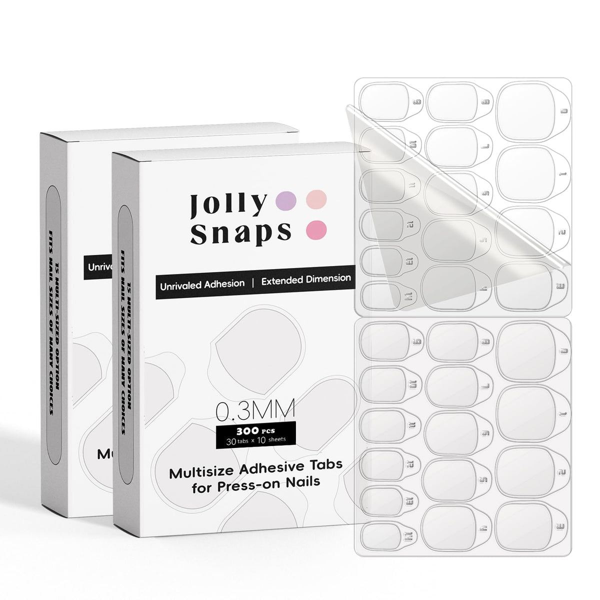 Jolly Snaps Watertight Adhesive Tabs For Press On Nails - 600Pcs Jelly Sticky Glue Tabs