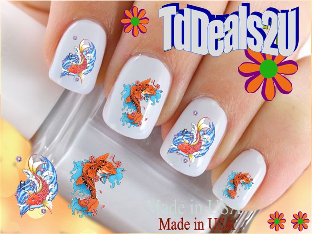 Hipzysticky Koi Fish Nail Decals - Orange Waterslide Art - High Quality - Made In Usa