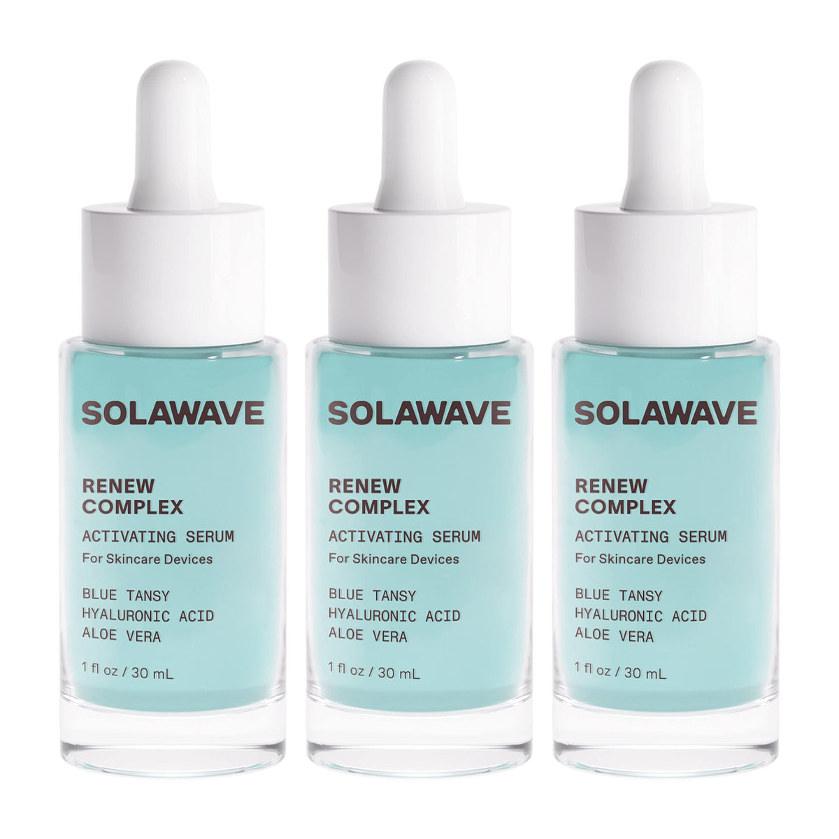 SolaWave Renew Complex Serum for Face & Neck | Red Light Therapy & Microcurrent | Pack of 3