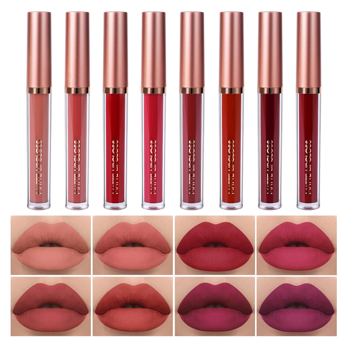 Fasray Matte Liquid Lipstick Set - 8 Pcs Red Lip Gloss, Long Lasting, Waterproof, Perfect Gifts