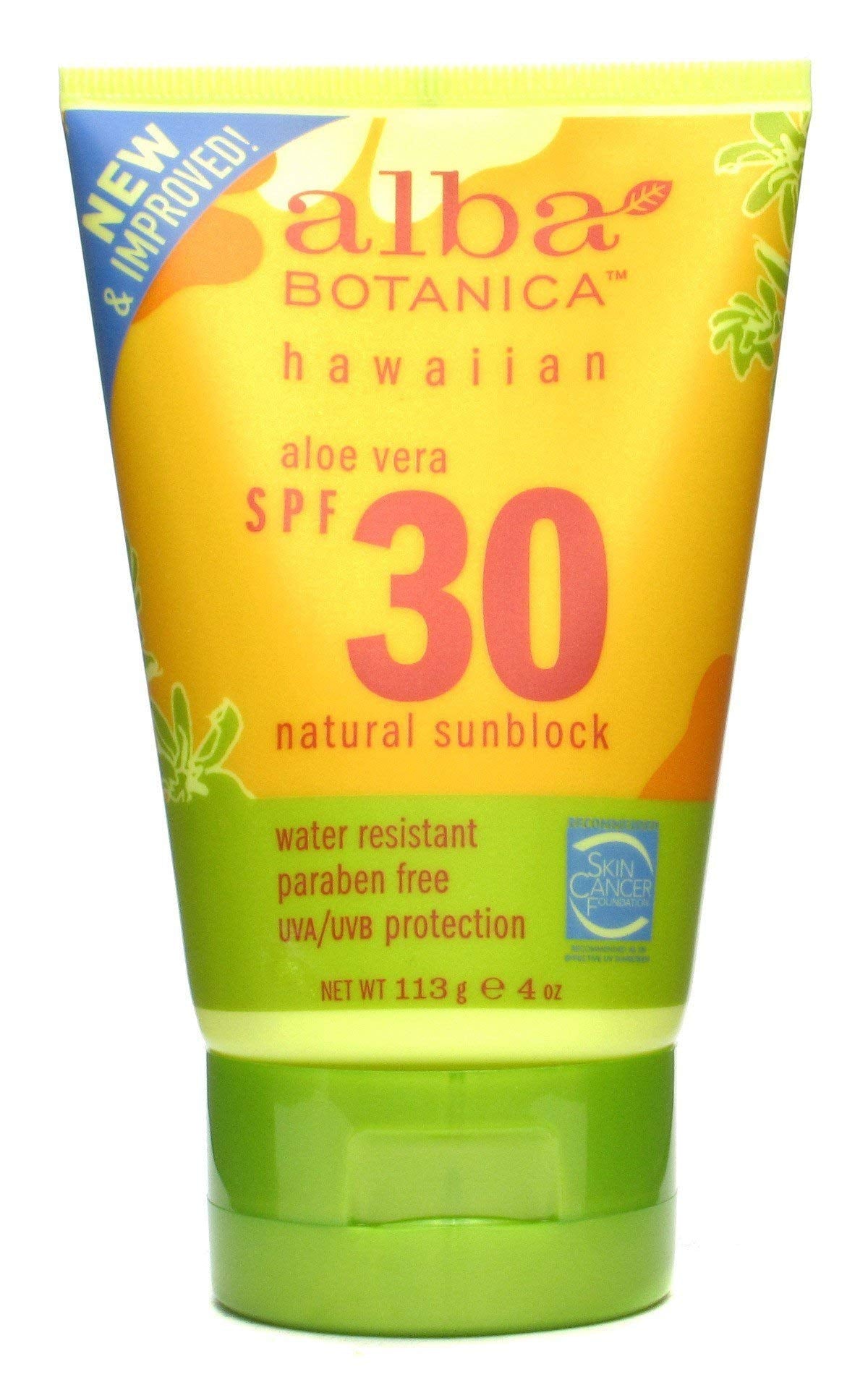 Alba Botanica Spf 30 Aloe Vera Sunscreen, 3 Fl Oz - Hydrating Sun Protection, Yellow