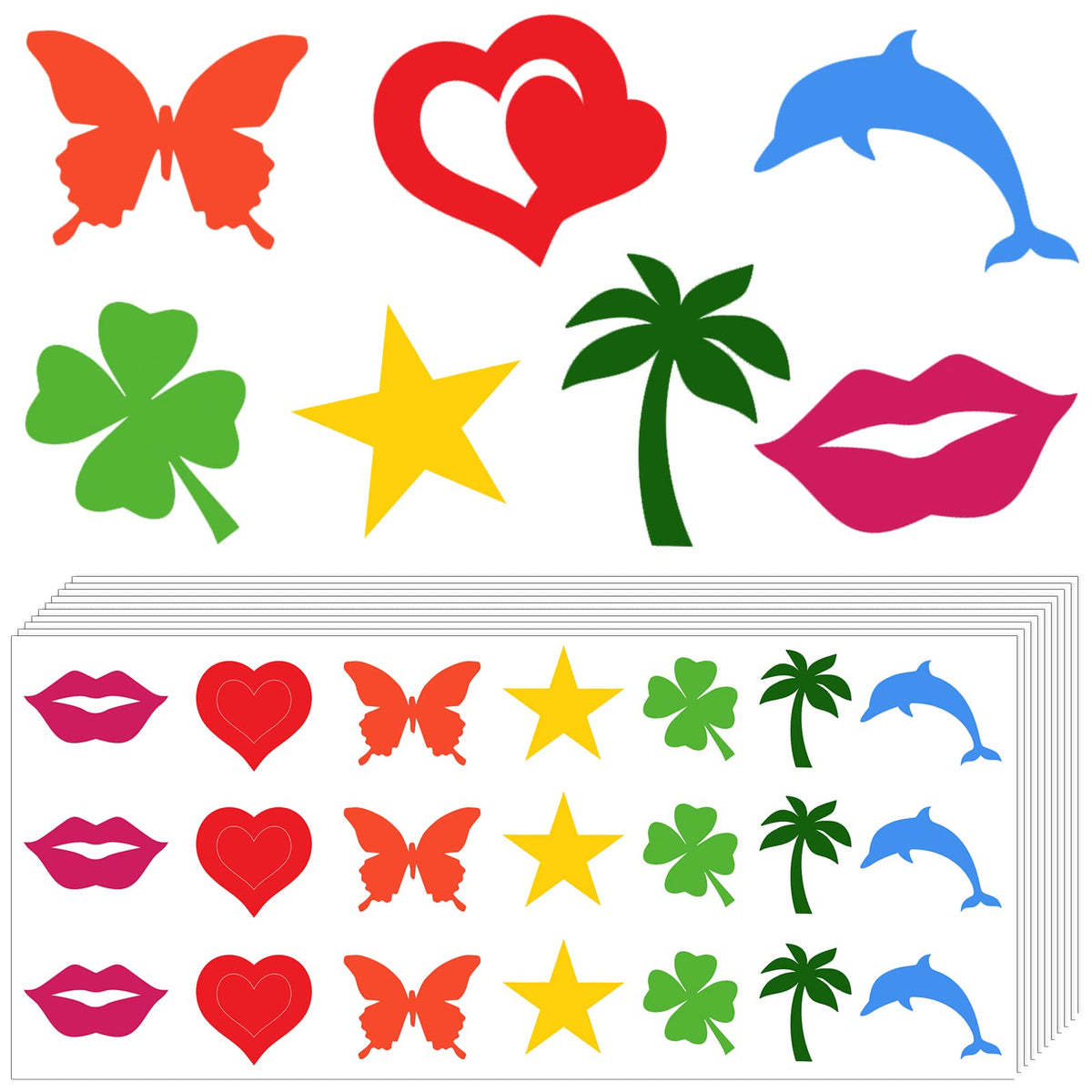 Chinco 210 Pieces Tanning Stickers - Self Adhesive Body Stickers, 7 Cute Styles