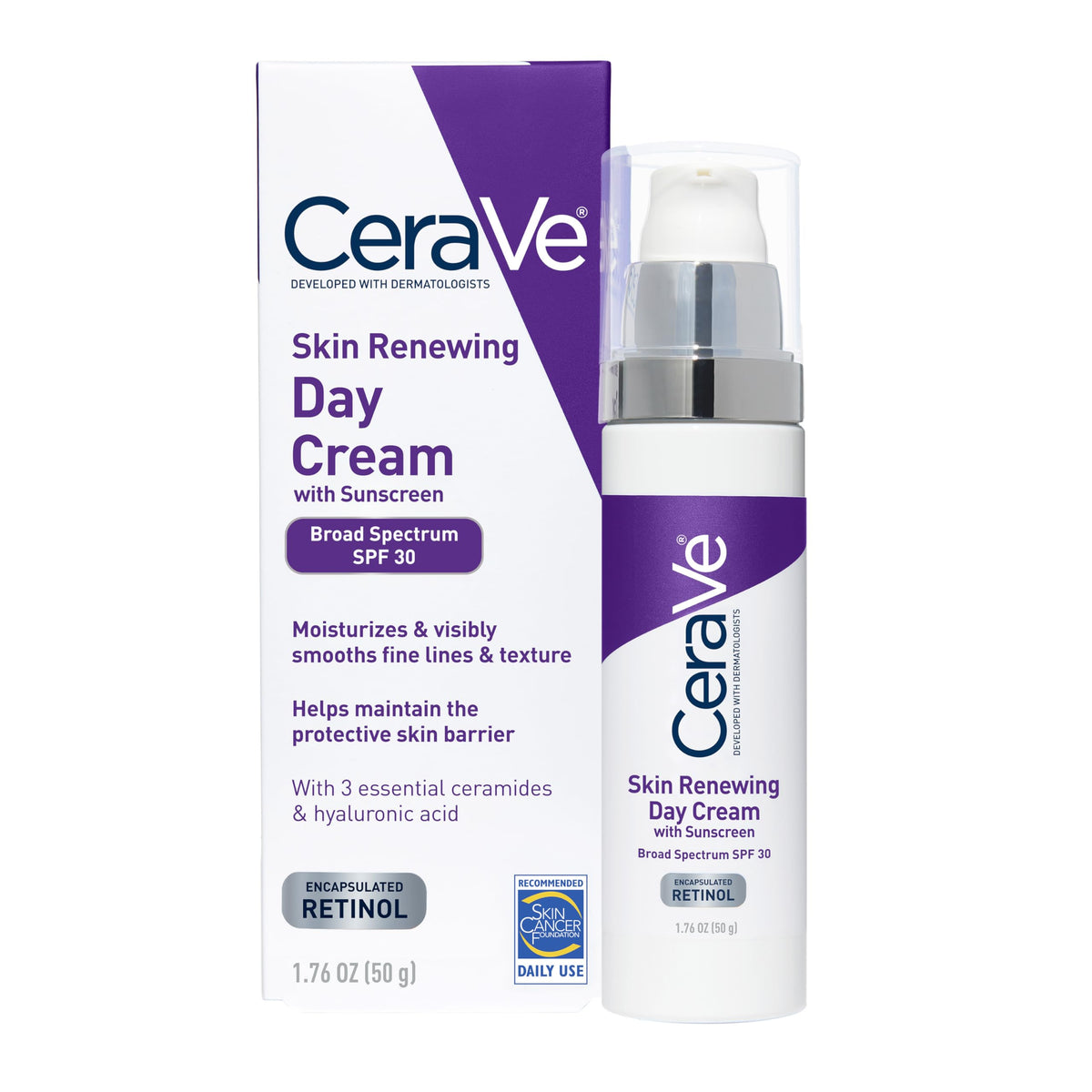 Cerave Anti-Aging Face Cream Spf 30, Retinol & Hyaluronic Acid, 1.76 Oz