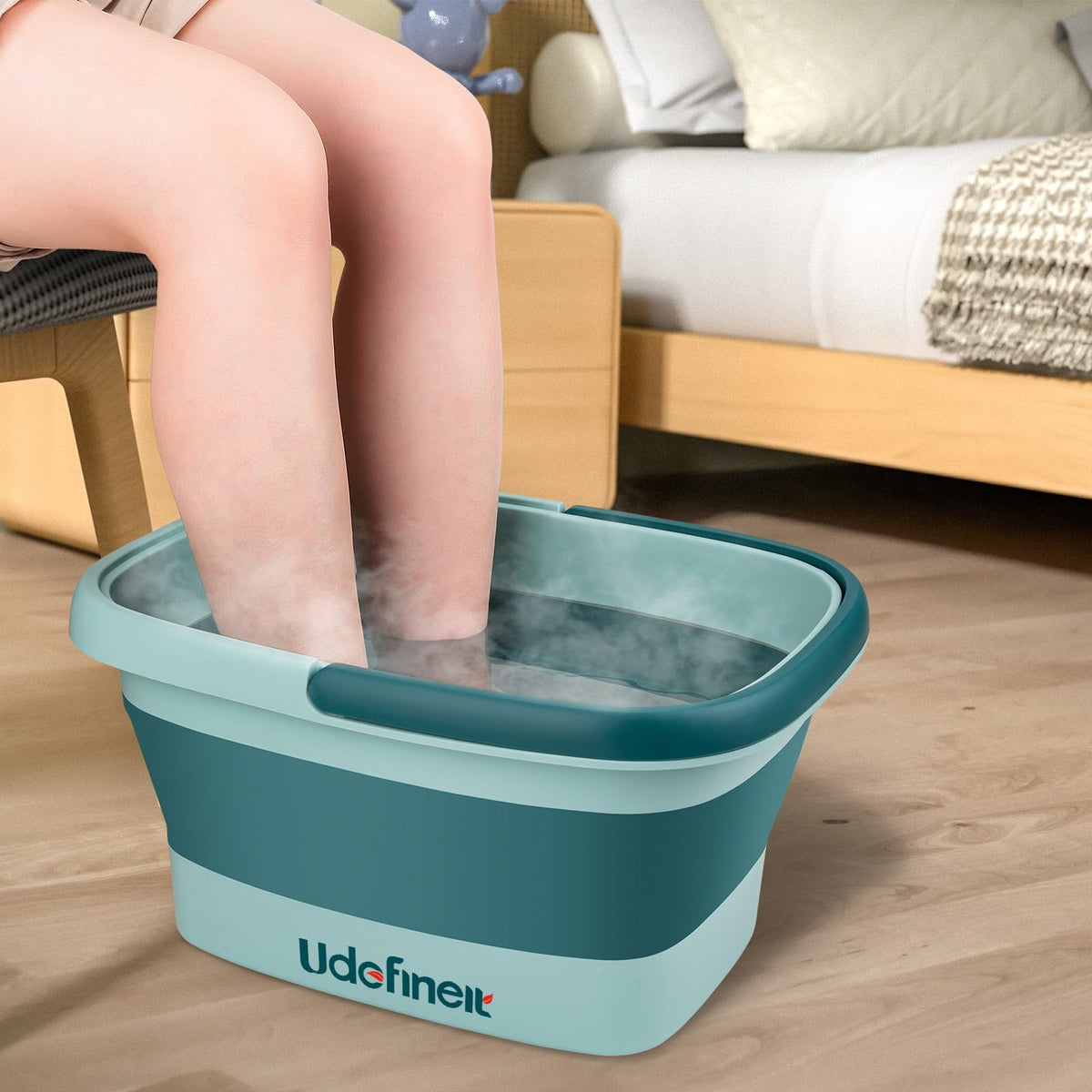 Udefineit Foldable Foot Bath Basin, Portable 15L Massage Tub For Home Spa - Green