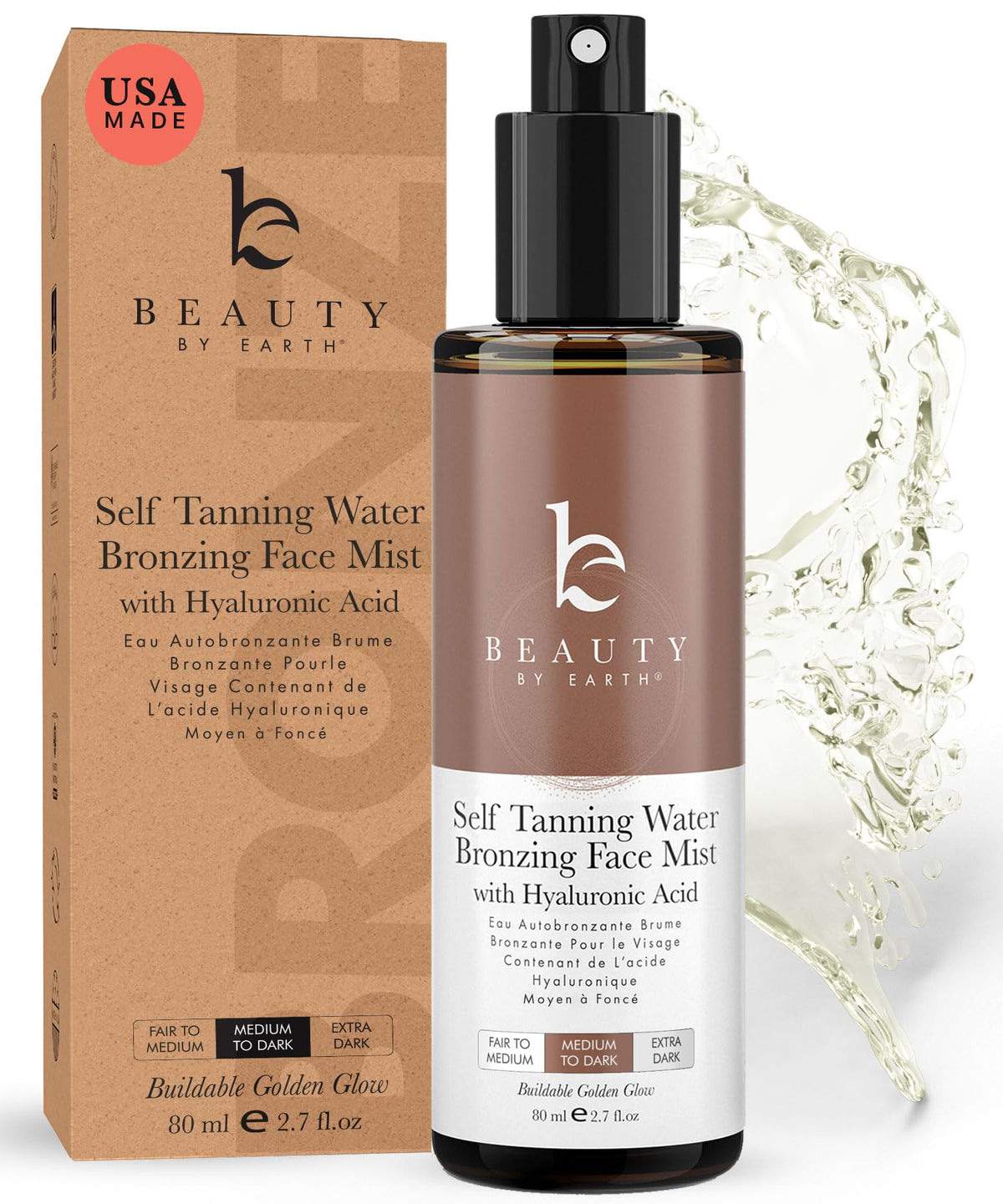 Beauty By Earth Self Tanning Face Mist - Natural & Organic, Streak-Free Tan, 2.7 Fl Oz