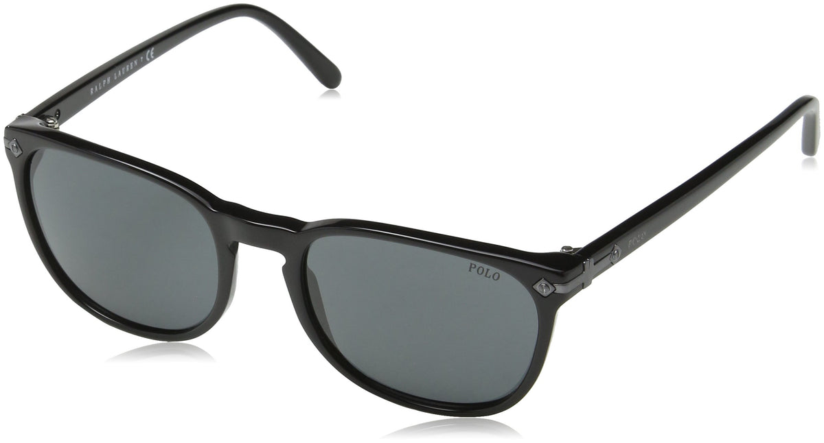 Polo Ralph Lauren Men'S Ph4107 Round Sunglasses, Shiny Black/Gray, 53Mm Plastic Frames