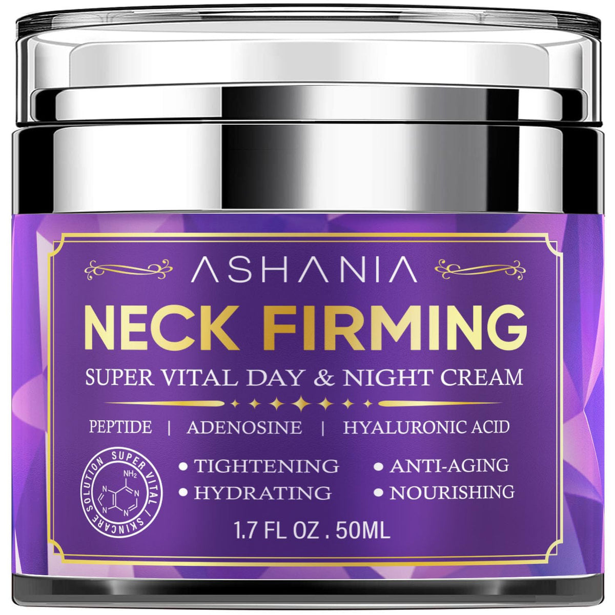 Ashania Neck Firming Cream - Skin Tightening Moisturizer With Hyaluronic Acid & Peptide, 1.7 Oz