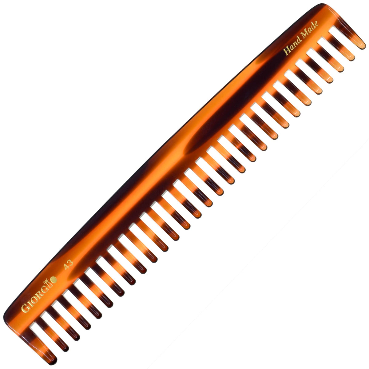 Giorgio G43 Large Hair Detangling Comb - Wide Tooth For Thick Curly Hair, Handmade Tortoise Shell