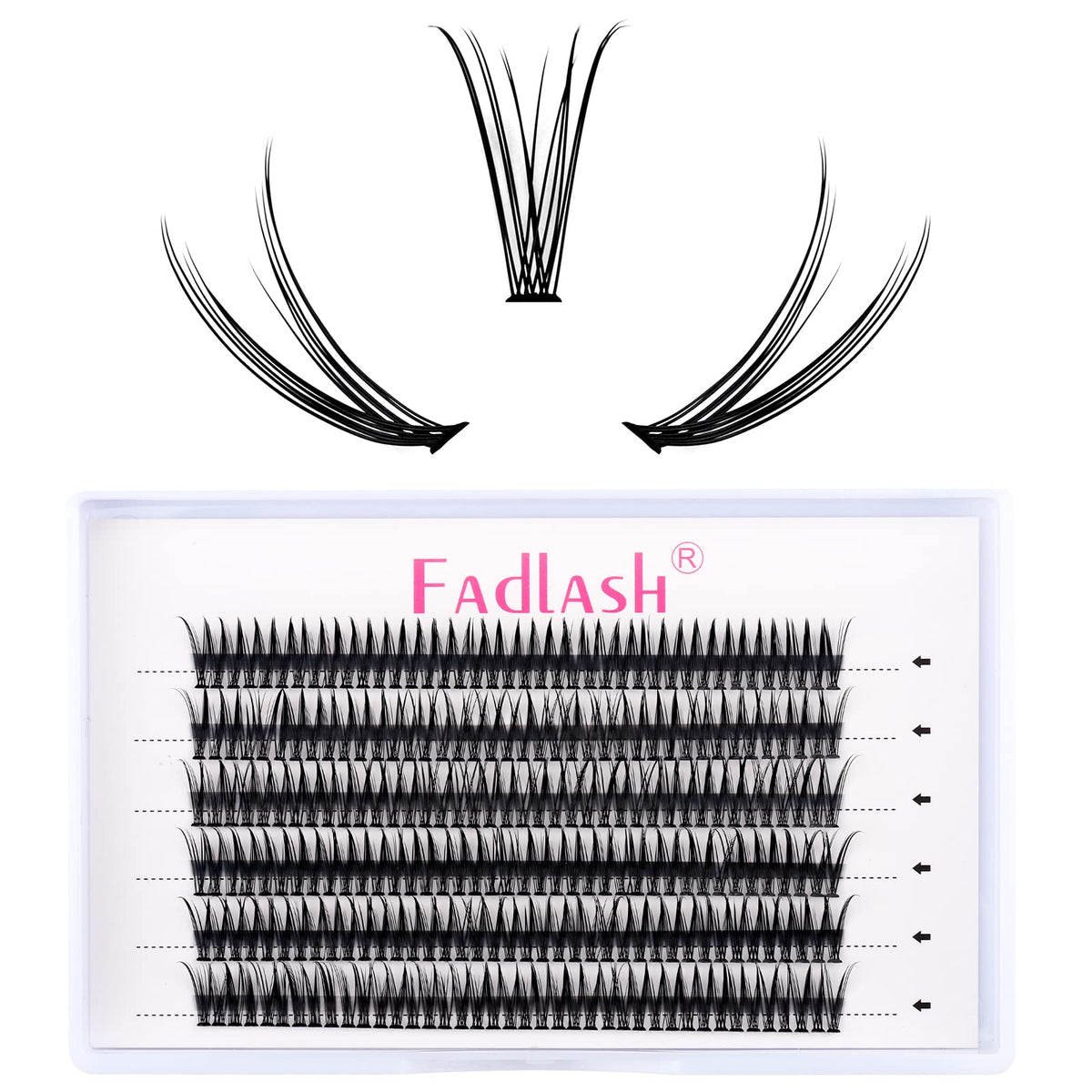 FADLASH DIY Eyelash Extension Cluster Lashes 240pcs D Curl 0.10 14mm Synthetic Fiber Wispy