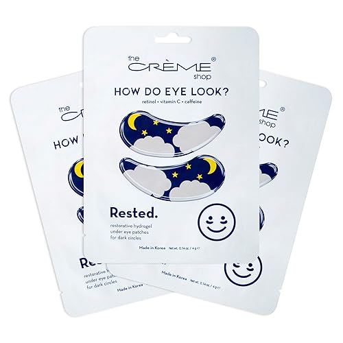 The Crème Shop Rested Hydrogel Under Eye Patches For Dark Circles - 3 Pack Korean Skincare