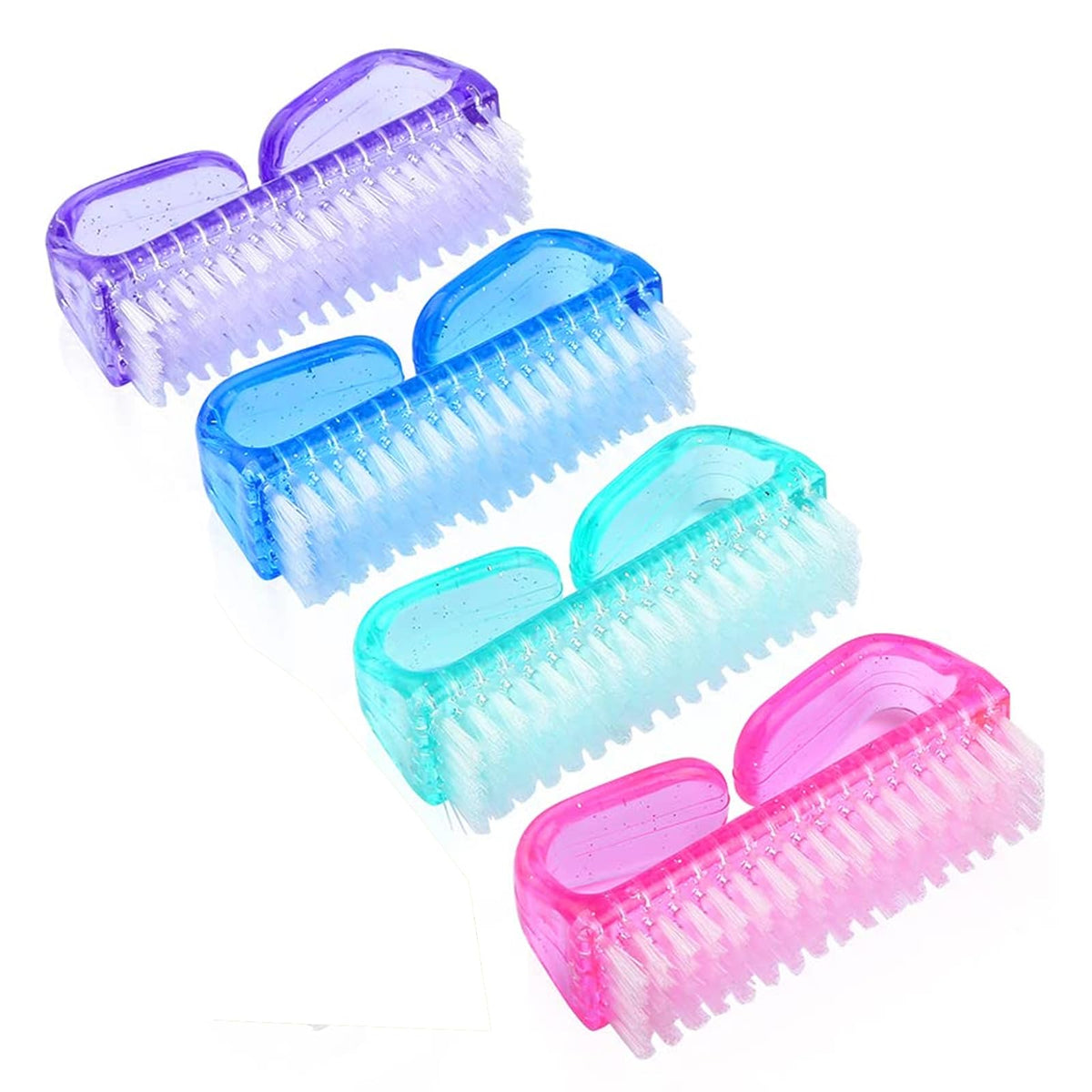 Senignol 4Pcs Nail Brush Set - Blue Handle Grip For Fingernails, Toes, Garden & Pet Cleaning