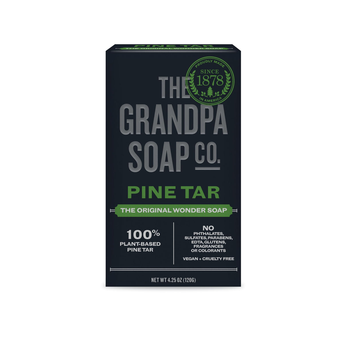 Grandpa'S Pine Tar Soap, 4.25 Ounce - Natural Skin Care, Moisturizing Bar Soap