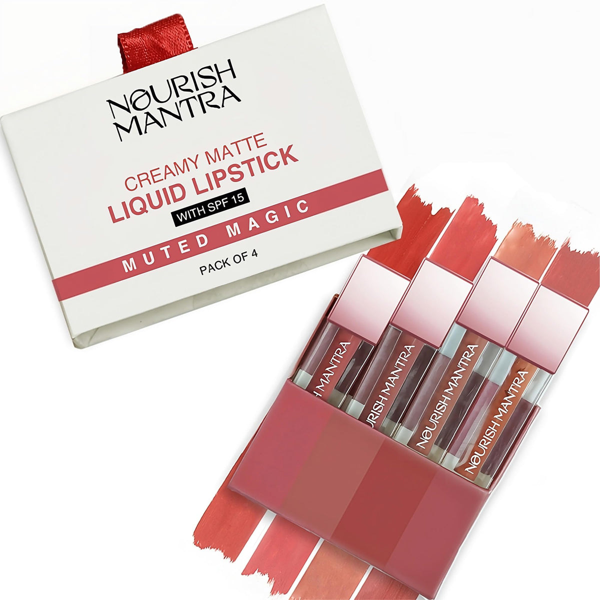 Nourish Mantra Matte Liquid Lipstick Set Of 4 With Spf - Waterproof, Smudge-Proof, Long Lasting