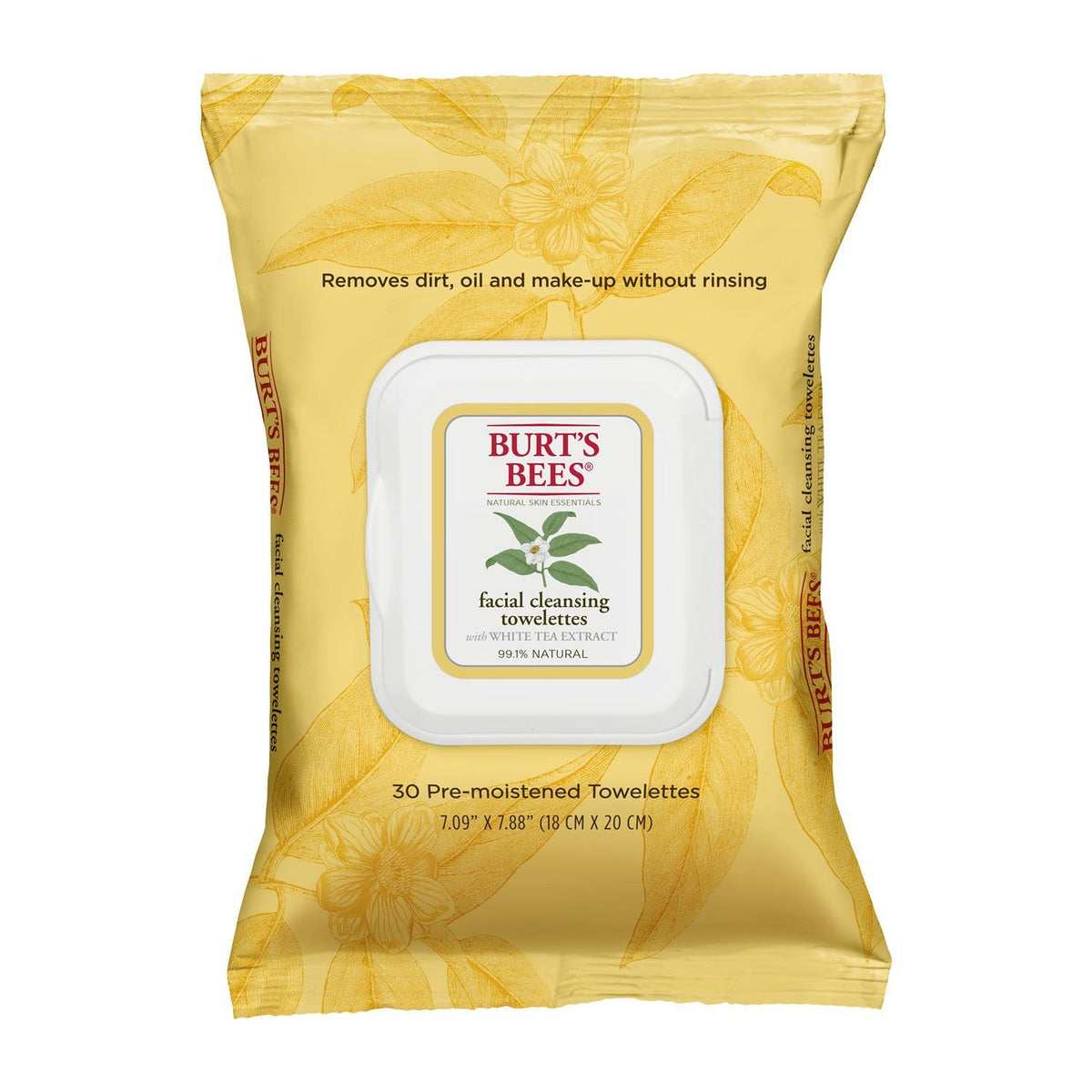 Burts Bees Sensitive Facial Cleansing Towelettes with White Tea Extract  30 Count Pack of 2