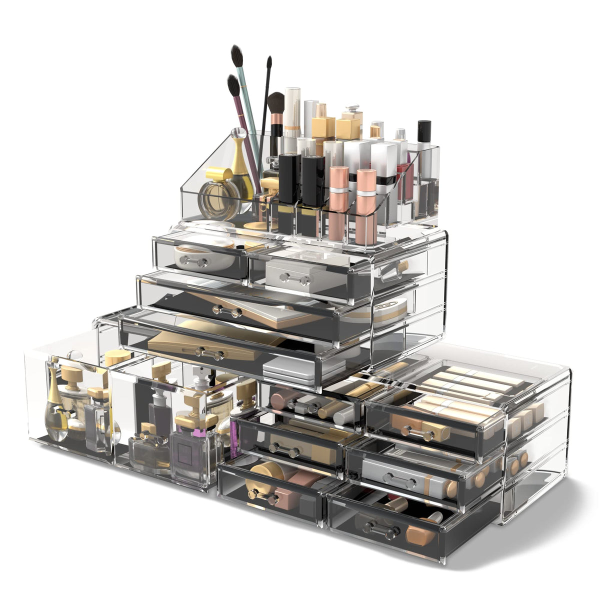 READAEER Clear Makeup Organizer with 12 Drawers - Plastic Storage Display Case for Cosmetics