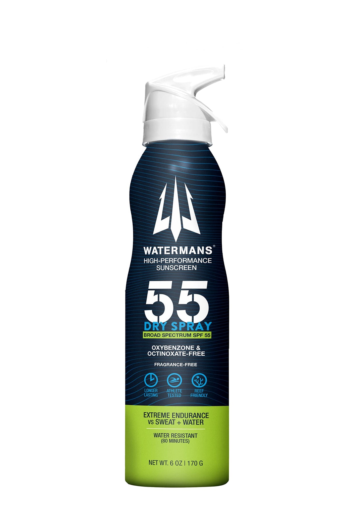 Waterman'S Dry Spray Sunscreen Spf 55, Reef Safe, Fragrance Free, Broad Spectrum, 6 Oz