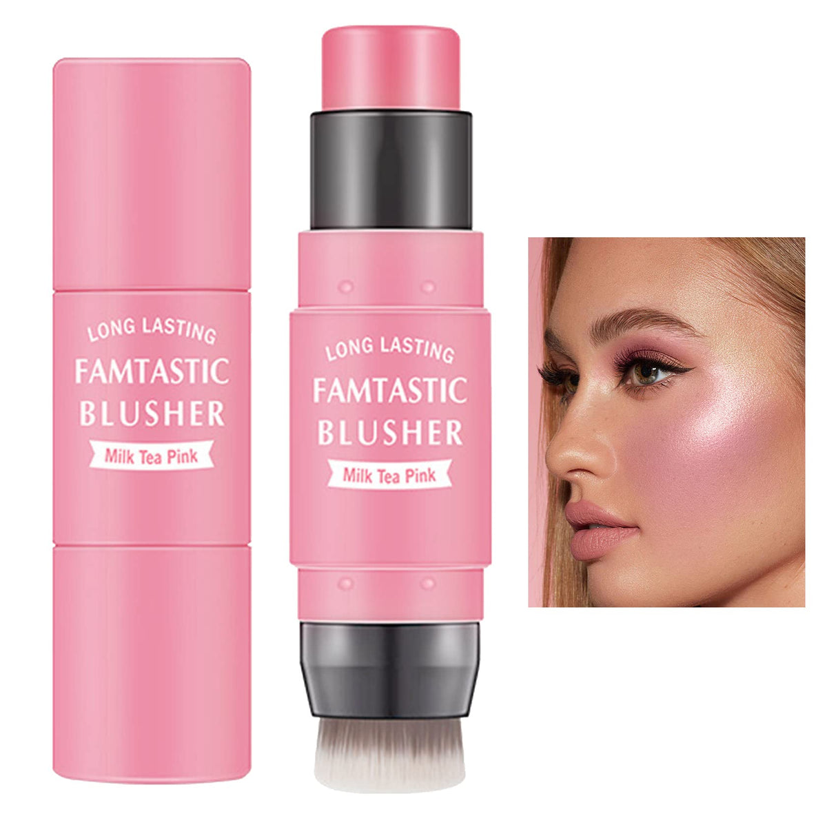 Lzylls Cream Blush Stick With Brush, Waterproof 2-In-1 Multi Stick For Cheeks, Lips & Eyeshadow