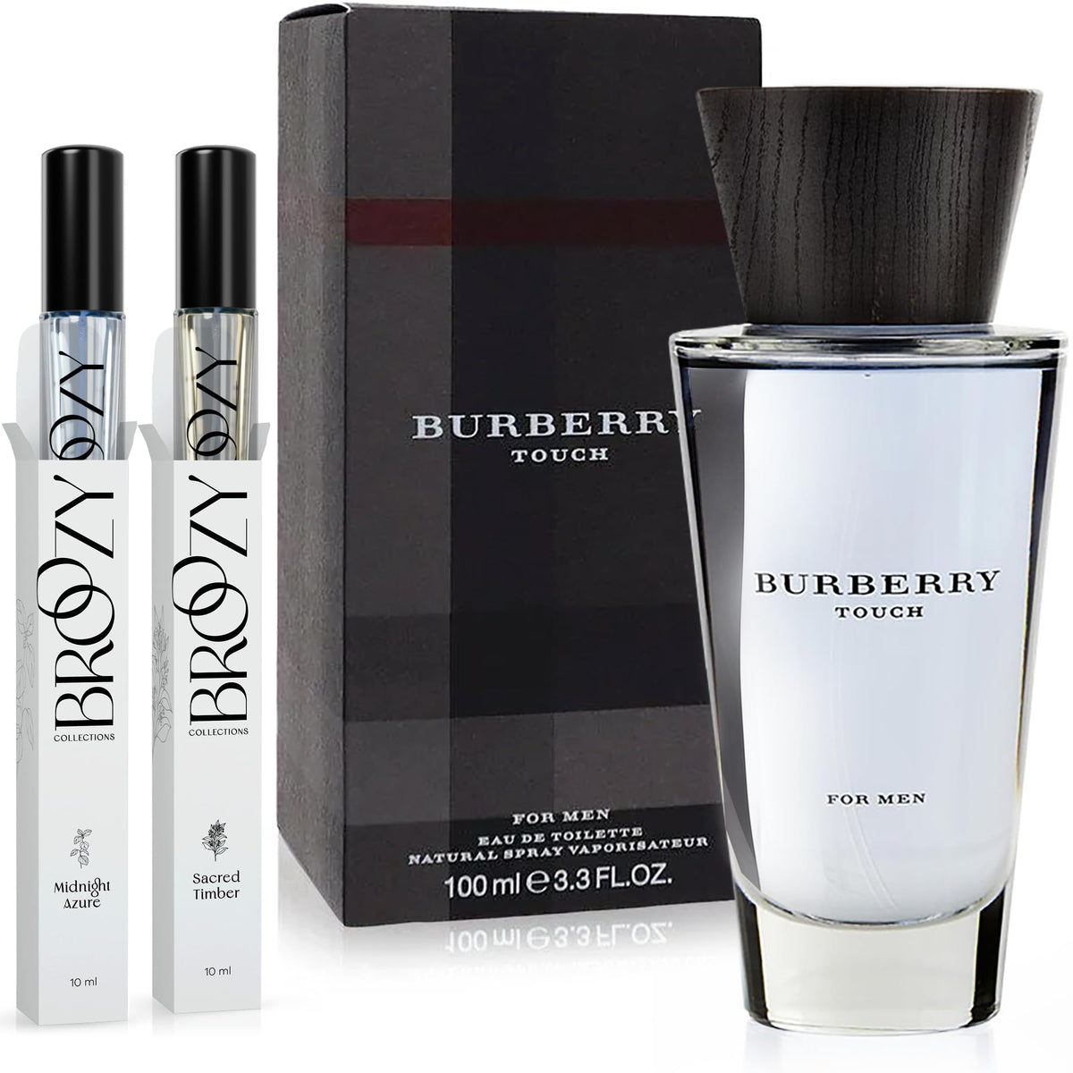 Broozy Creations Men Cologne Set - Burberry Touch Edt 100Ml & 2 Travel Size Samples - Gift Set