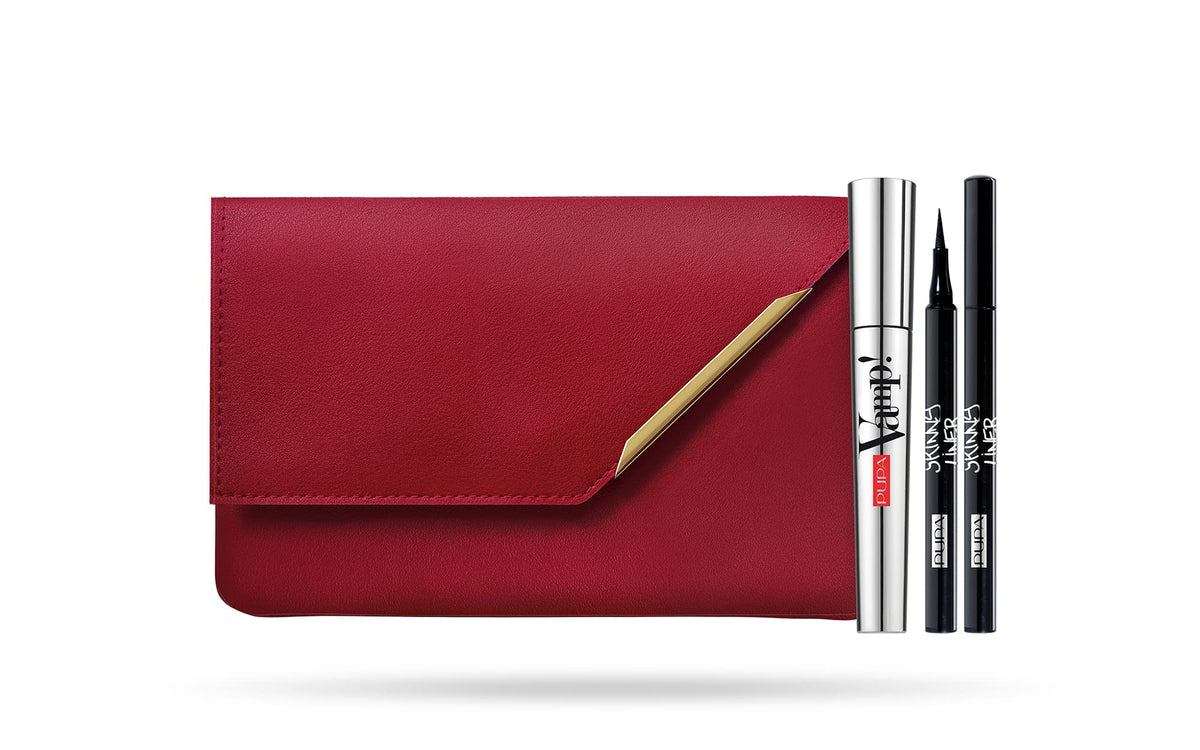 Pupa Milano Vamp! Mascara & Ultra-Slim Eyeliner Set - 3 Pc Clutch Bag - Cranberry