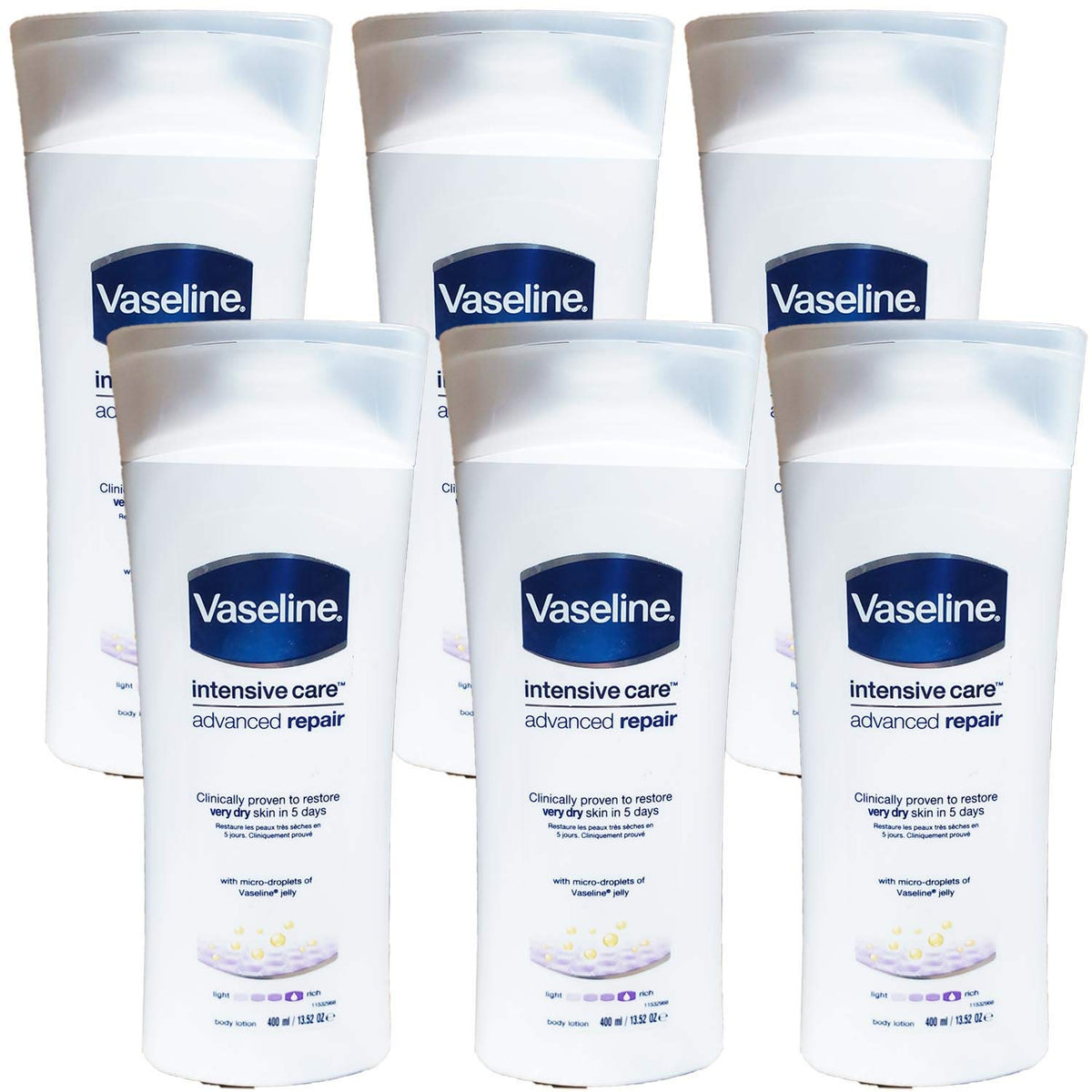 Vaseline Intensive Care Body Lotion, Advanced Repair, 6 Pack, 13.53 Oz Each