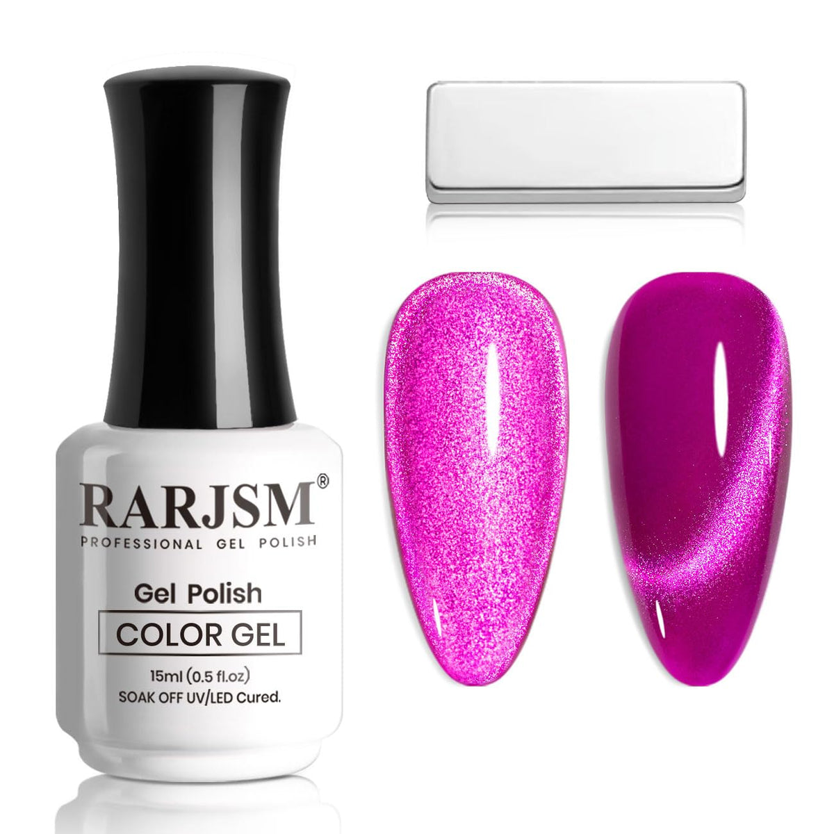 Rarjsm Cat Eye Gel Polish 15Ml Fuchsia Purple Pink 9D Glitter Uv Led Soak Off Nail Art