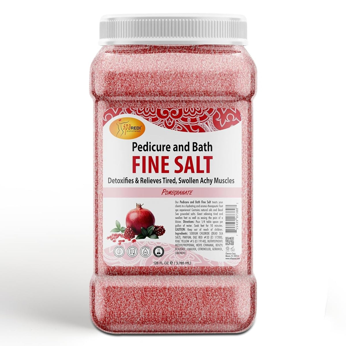 Spa Redi Detox Foot Soak Fine Salt, Pomegranate, 128 Oz - Hydrates & Softens With Dead Sea Salts