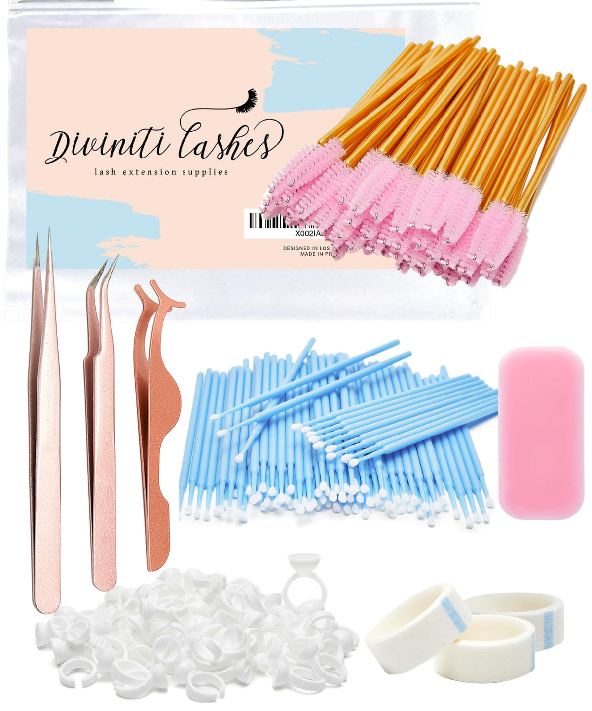 Lash Extension Supplies By Drop Of Diviniti - 3 Tweezers, Wands, Glue Rings & More