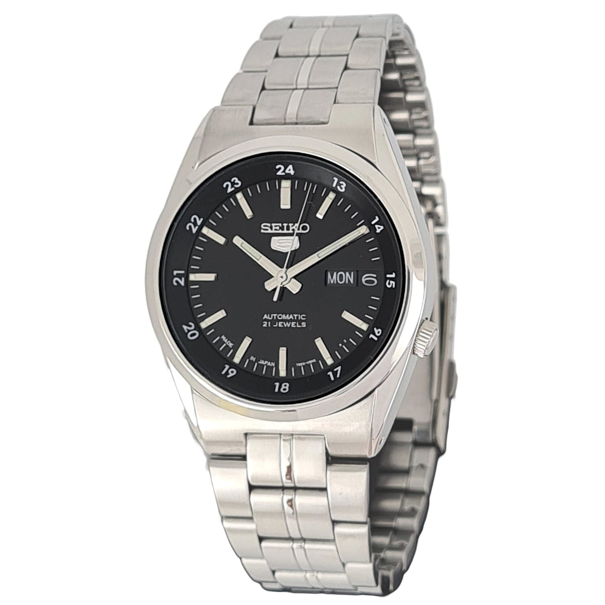 Seiko Men'S Silver Black Watch Snk567J1 - Stylish Automatic Timepiece For Men