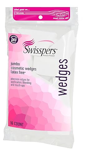 Swisspers Jumbo Latex-Free Cosmetic Wedges, 16 Count Cotton Makeup Applicators