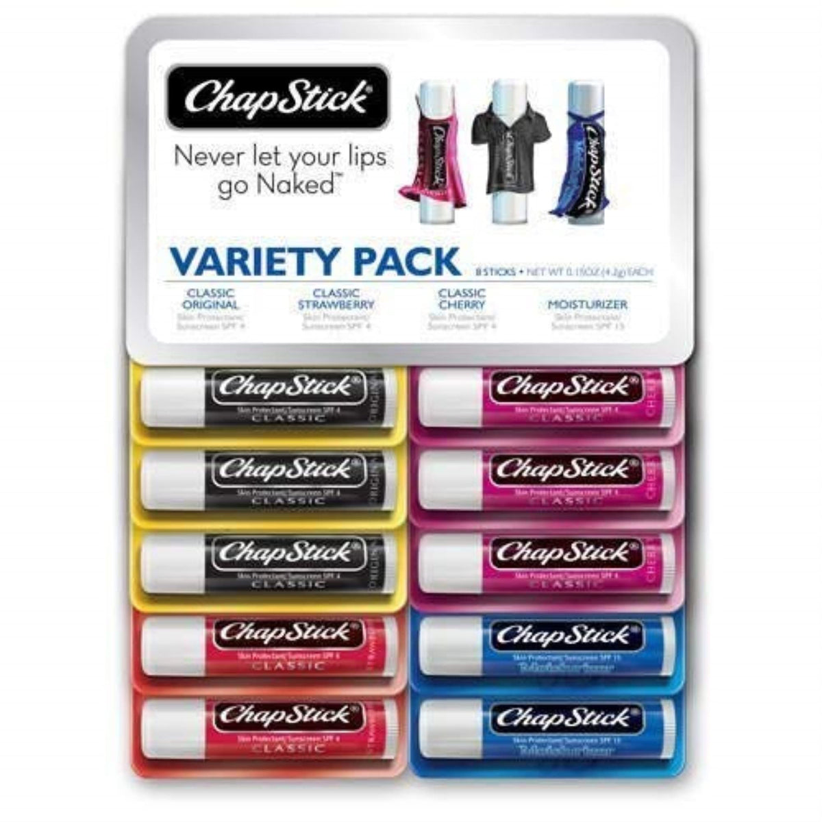 Chapstick Lip Balm Variety Pack - 12 Sticks, Moisturizing, Pink Flavor, 1 Count