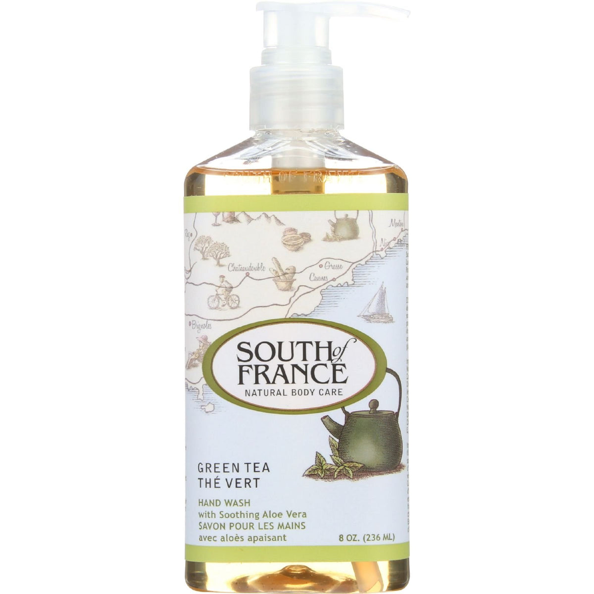 South Of France Green Tea Hand Wash - 8 Ounce Moisturizing Liquid Soap For Gentle Cleansing