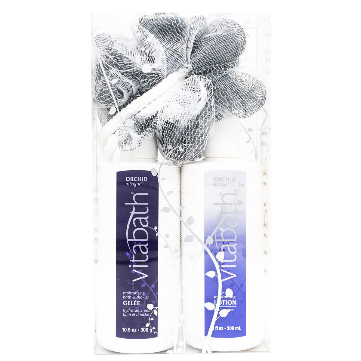 Vitabath Orchid Intrigue Skincare Set - Moisturizing Shower Gel, Lotion & Exfoliating Pouf, 10 Oz