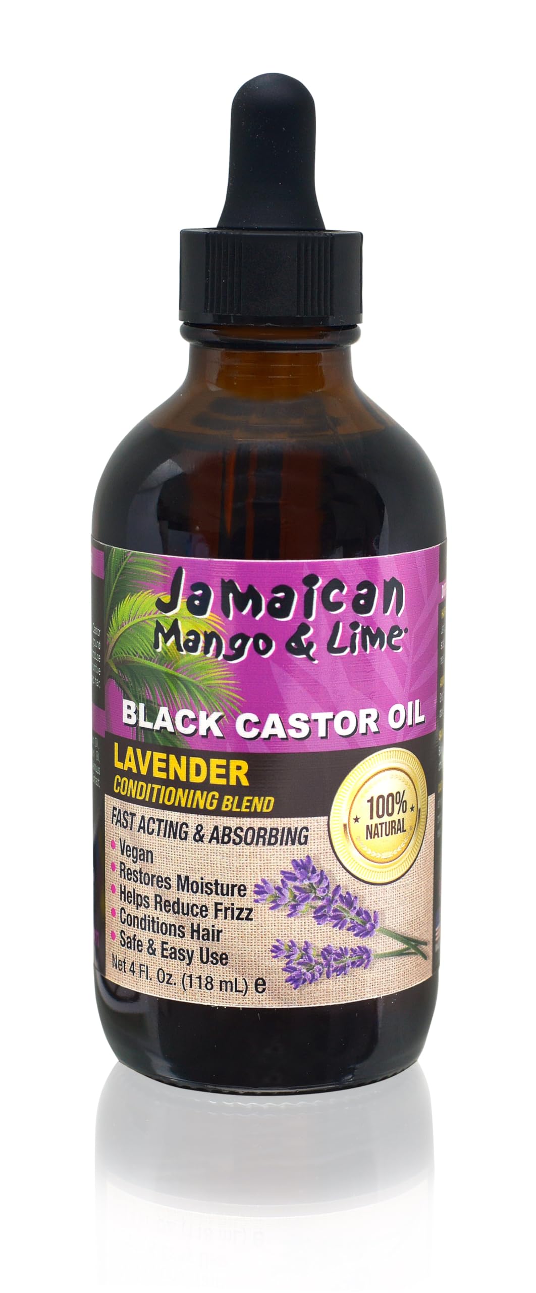 Jamaican Mango & Lime Black Castor Oil Lavender - 4 Fl Oz Hair & Skin Moisturizer