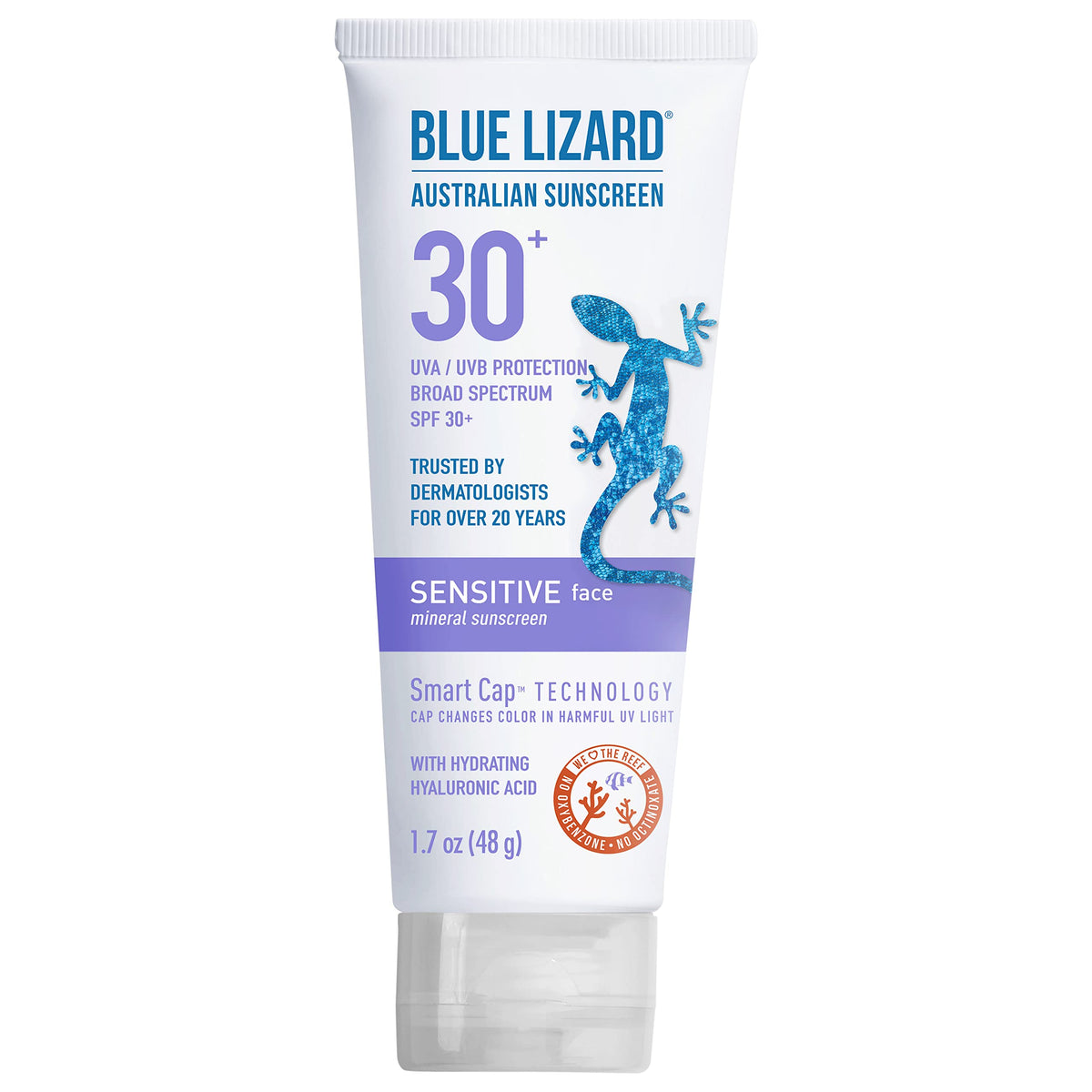 Blue Lizard Sensitive Face Sunscreen Spf 30+, Zinc Oxide, Fragrance Free, 1.7 Oz.