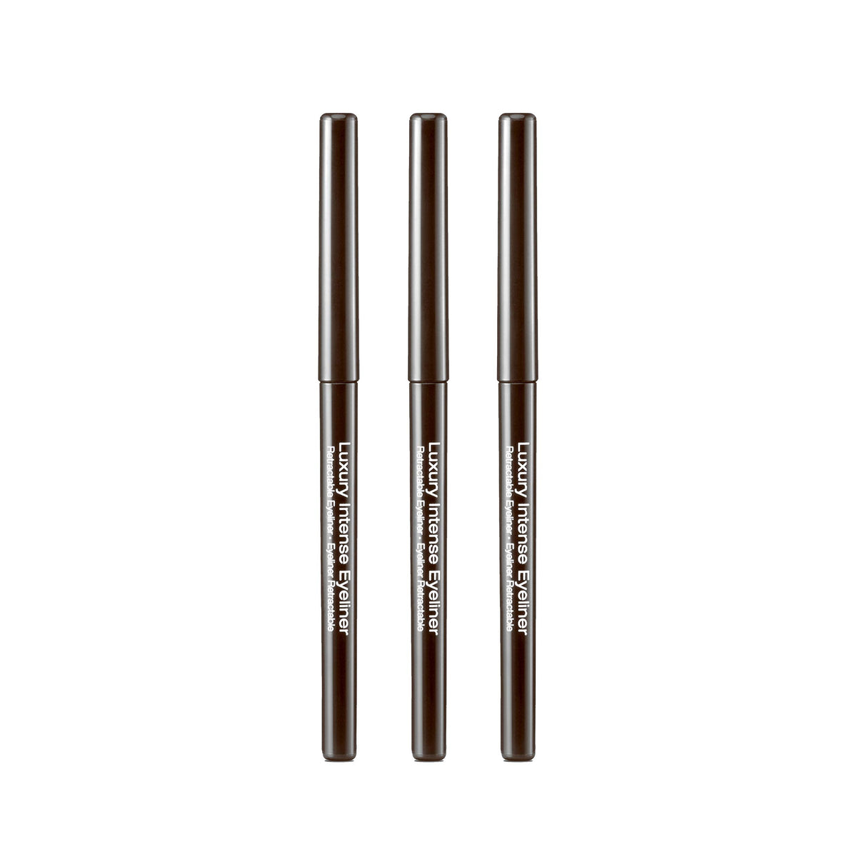 Kiss Retractable Eyeliner 3 Pack - Dark Brown, Long-Lasting, Water-Resistant, Smudge-Proof