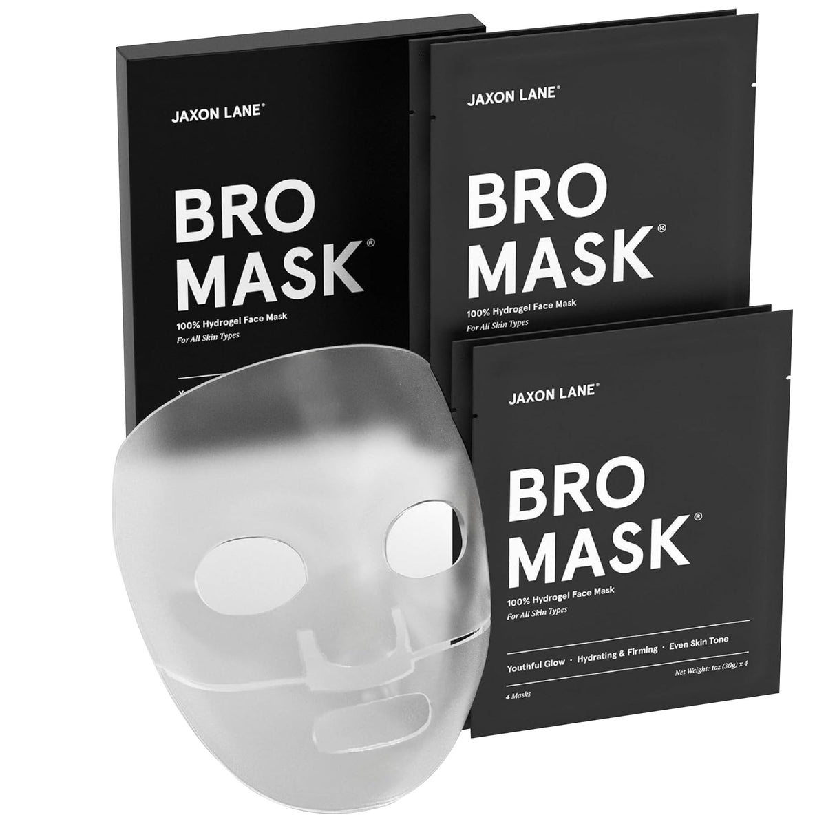 Jaxon Lane Bro Mask - Korean Men'S Hydrating Sheet Masks With Vitamin C & Hyaluronic Acid, 4 Pack