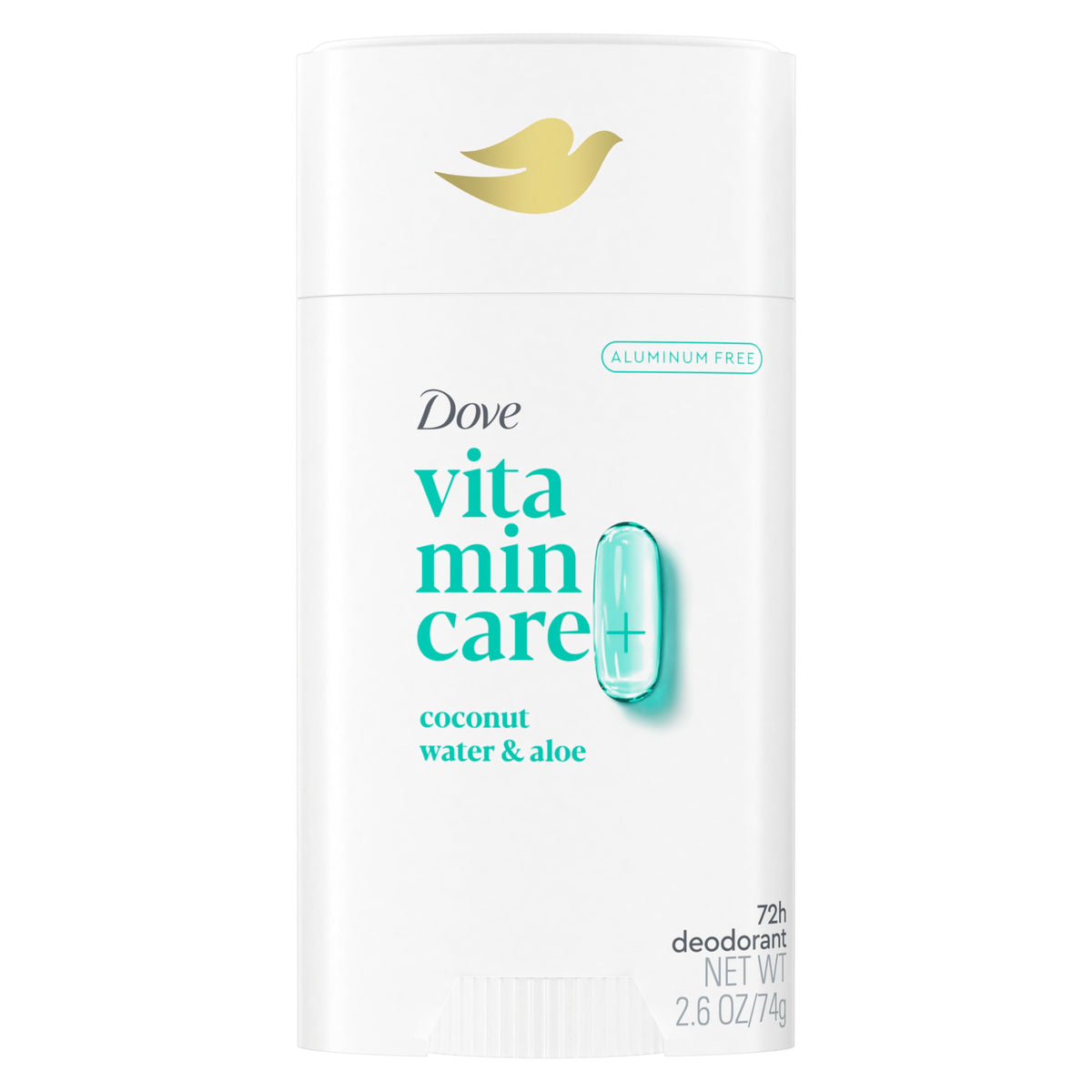 Dove Aluminum Free Deodorant Stick, Coconut Water & Aloe, 72H Odor Protection, 2.6 Oz